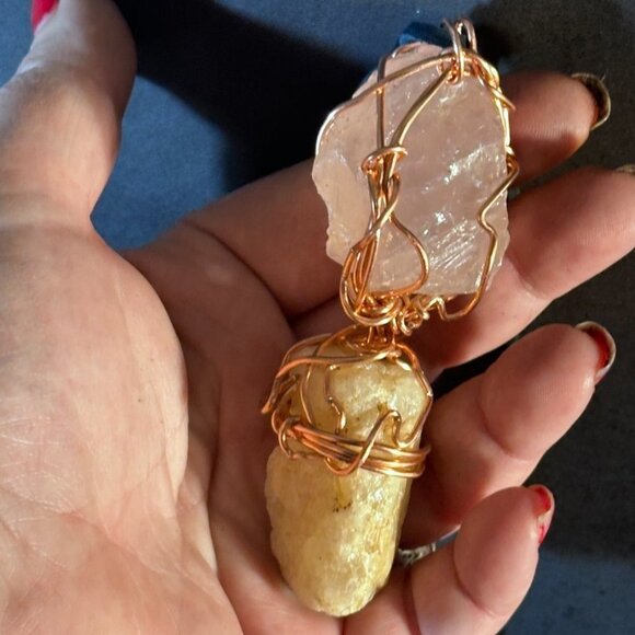 Quartz Leather Copper Handcrafted Necklaces & Pendants for  White Milky Quartz Rose Quartz Pendant Necklace Unisex Leather Gift Copper Wrap
